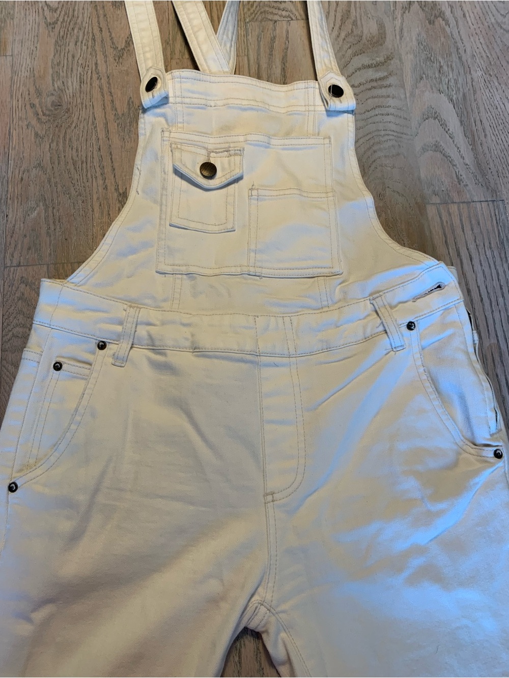 Free People Cream Utility Bib Overalls